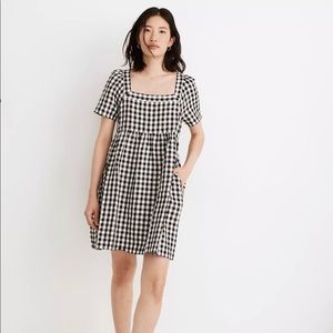 Madewell Linen-Blend Allie Mini Dress in Gingham Check — Small